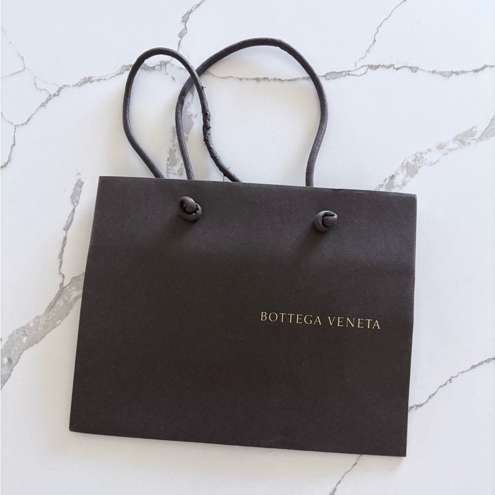 Bottega Veneta Black & Gold Logo Mini Shopping Bag